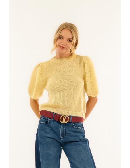 Manga balão Kontatto com gola redonda