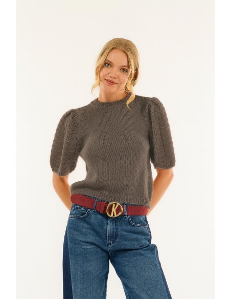 Manga balão Kontatto com gola redonda