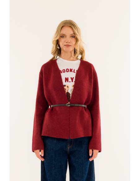 Casaco de malha com cinto Kontatto