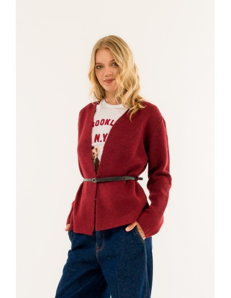 Casaco de malha com cinto Kontatto