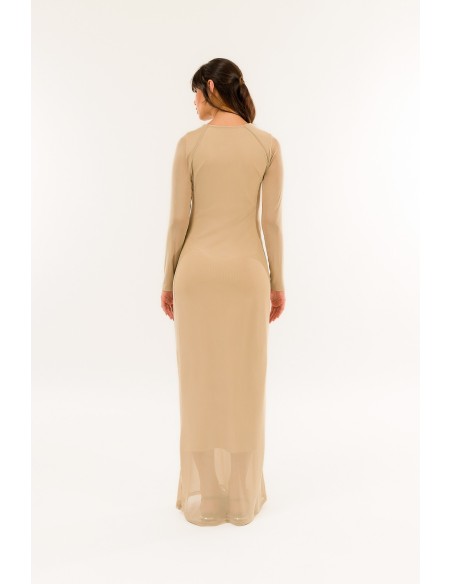 Vestido comprido com gola redonda Kontatto