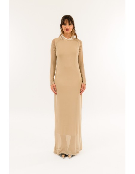 Vestido comprido com gola redonda Kontatto
