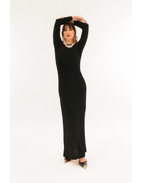 Vestido comprido com gola redonda Kontatto