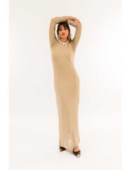 Vestido comprido com gola redonda Kontatto