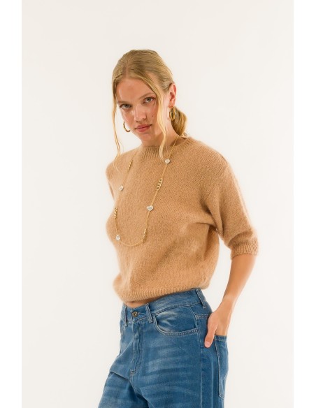 Manga curta com gola redonda Kontatto