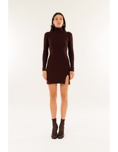 Vestido de gola alta com fendas Kontatto