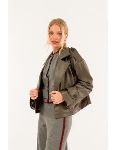 Gabardine curta com forro em pele sintética Check Kontatto 2