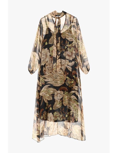 Vestido comprido estampado com mangas compridas Dixie