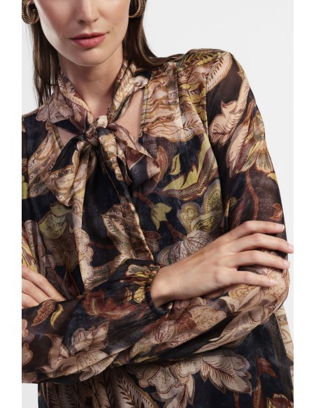 Vestido comprido estampado com mangas compridas Dixie