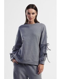 Sweatshirt com mangas decoradas e nós Dixie