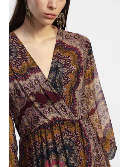 Vestido comprido Dixie com decote em V e estampado em Paisley