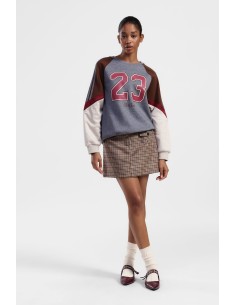 Saia em xadrez com bolsos à frente Dixie