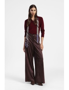 Calças Palace de cintura alta com pesponto em contraste Dixie