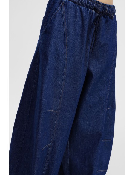 Calças largas com cintura alta e cordão Dixie