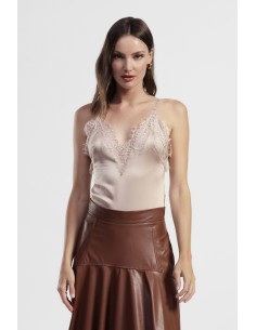 Bodysuit com alças e pormenores em renda Dixie