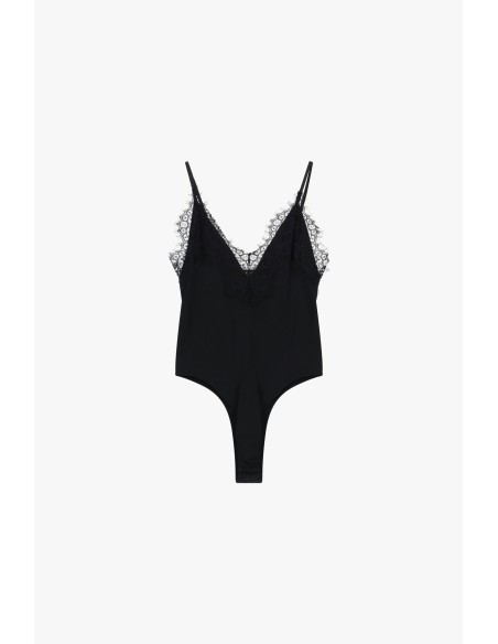 Bodysuit com alças e pormenores em renda Dixie