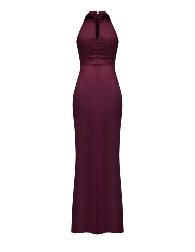 Vestido comprido de cetim enrolado de um lado Rinascimento