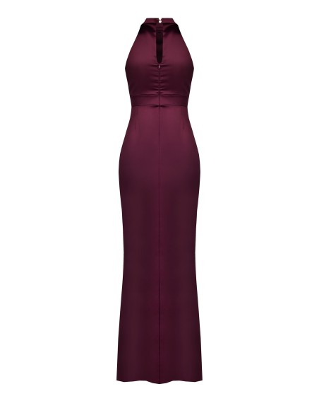 Vestido comprido de cetim enrolado de um lado Rinascimento