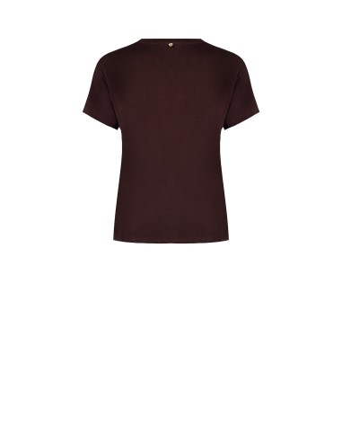 T-Shirt regular de algodão com coração bordado com slogan lilás de lado Rinascimento