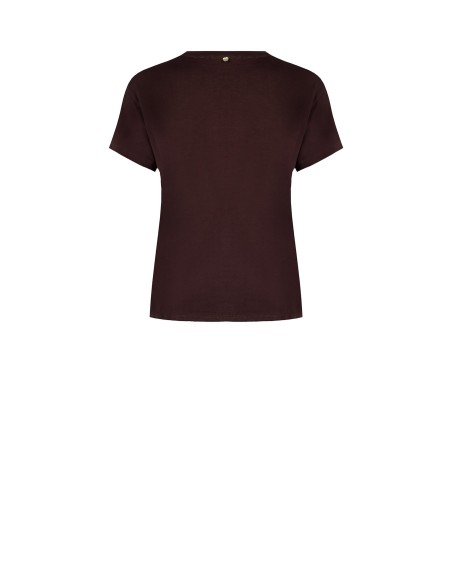 T-Shirt regular de algodão com coração bordado com slogan lilás de lado Rinascimento