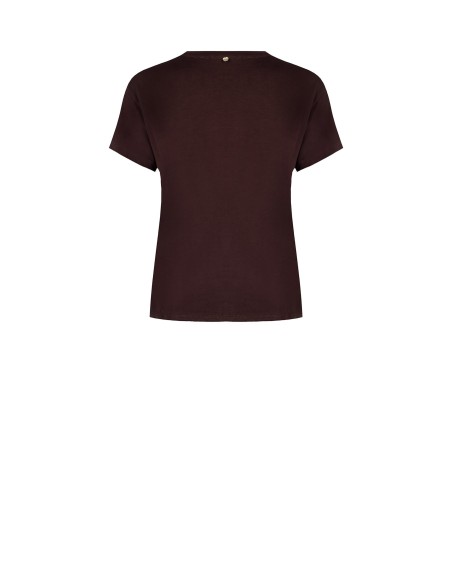 T-Shirt Regular de Algodão com Slogan Bordado Lado Coração Creme Rinascimento