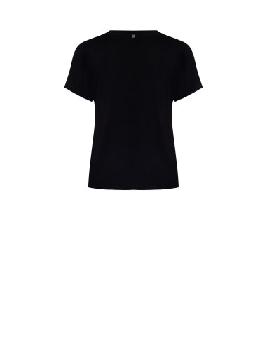 T-Shirt regular de algodão com slogan bordado a branco no centro Rinascimento