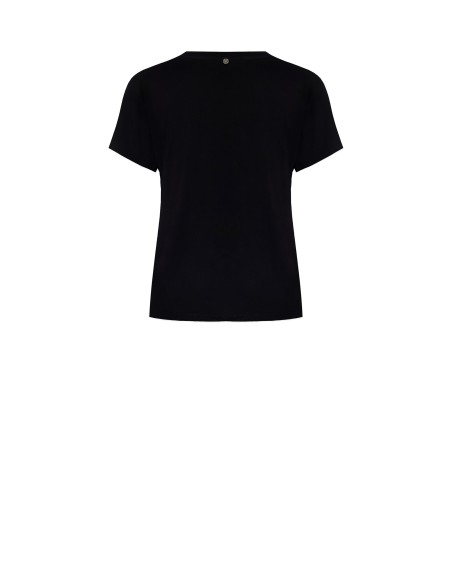 T-Shirt regular de algodão com slogan bordado a branco no centro Rinascimento