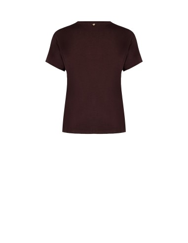 T-Shirt regular de algodão com slogan lilás bordado no centro Rinascimento