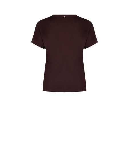 T-Shirt regular de algodão com slogan lilás bordado no centro Rinascimento