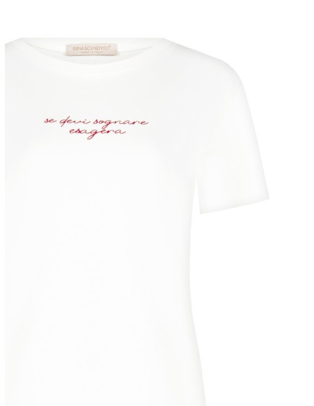 T-shirt normal de algodão com estampado Sunday e pormenores laminados Rinascimento