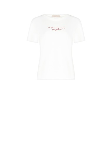 T-shirt normal de algodão com estampado Sunday e pormenores laminados Rinascimento