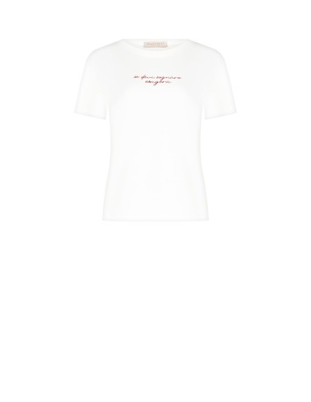 T-shirt normal de algodão com estampado Sunday e pormenores laminados Rinascimento