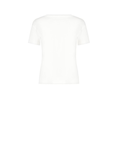 T-shirt normal de algodão com estampado de rosto laminado Rinascimento