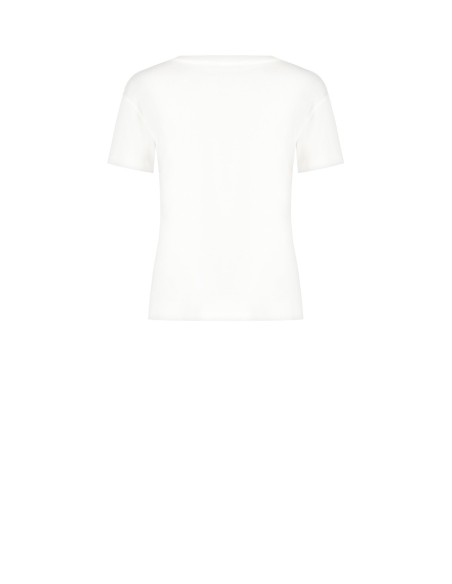 T-shirt normal de algodão com estampado de rosto laminado Rinascimento