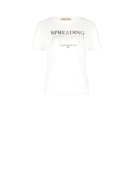 T-Shirt regular de algodão com slogan com lantejoulas Rinascimento