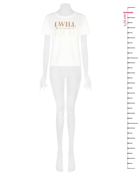 T-shirt regular de algodão com estampado de slogans e brilhantes Rinascimento