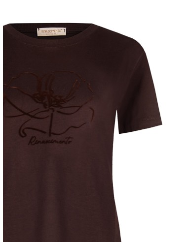 T-Shirt regular de algodão com estampado de flores Floccato Rinascimento