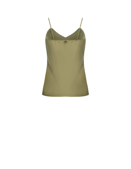 Top de cetim plissado com pormenores de renda Rinascimento