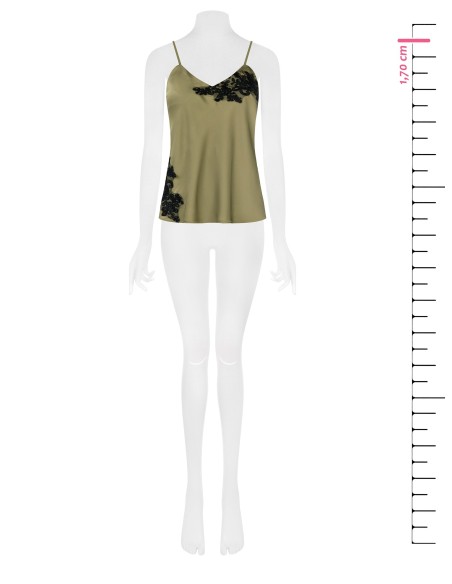 Top de cetim plissado com pormenores de renda Rinascimento