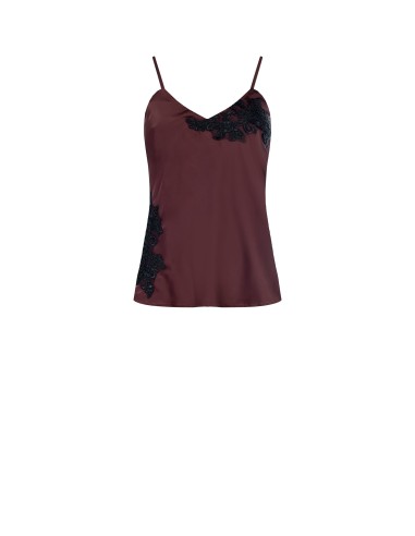 Top de cetim plissado com pormenores de renda Rinascimento