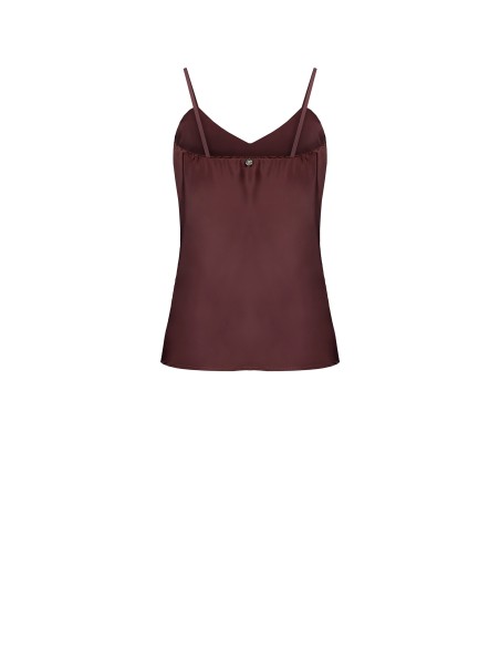 Top de cetim plissado com pormenores de renda Rinascimento