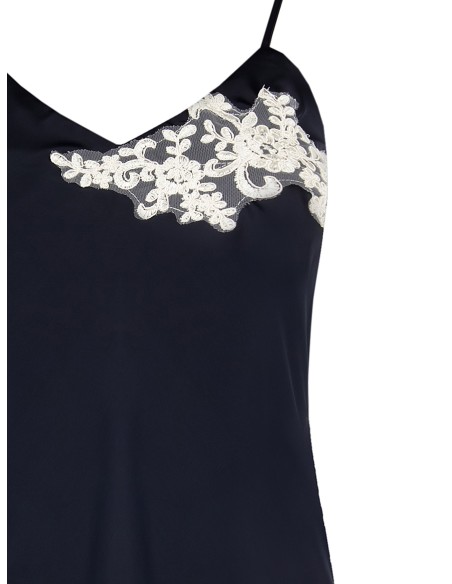 Top de cetim plissado com pormenores de renda Rinascimento