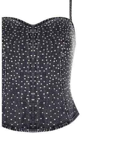 Top em ganga com cobertura de strass Rinascimento