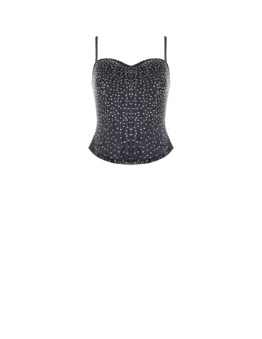 Top em ganga com cobertura de strass Rinascimento