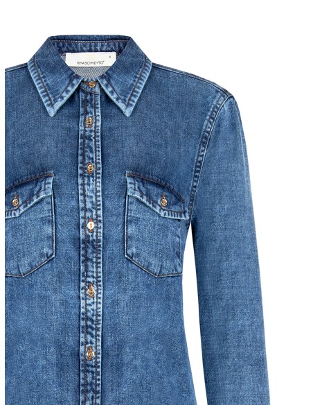 Camisa de ganga larga com bolsos Rinascimento