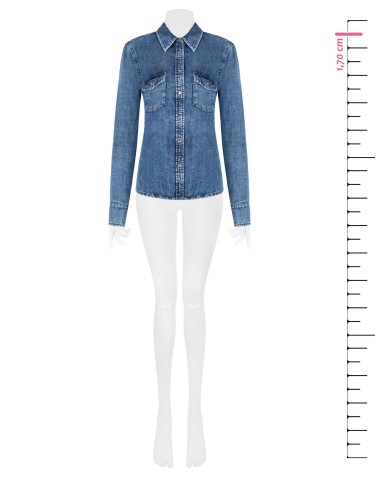 Camisa de ganga larga com bolsos Rinascimento