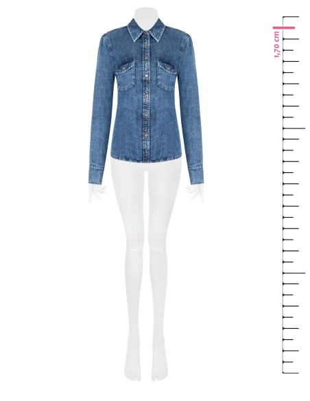 Camisa de ganga larga com bolsos Rinascimento