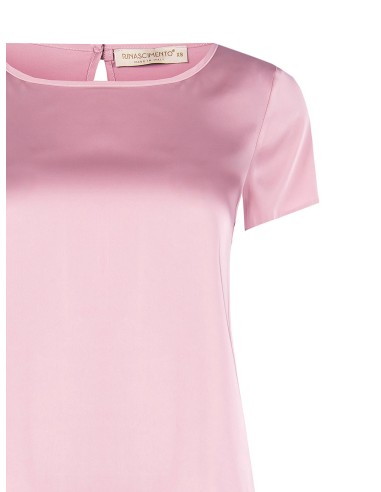 Blusa de cetim de manga curta, solta e esvoaçante Rinascimento