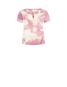 Blusa de cetim com flores cintilantes de manga curta Rinascimento 2