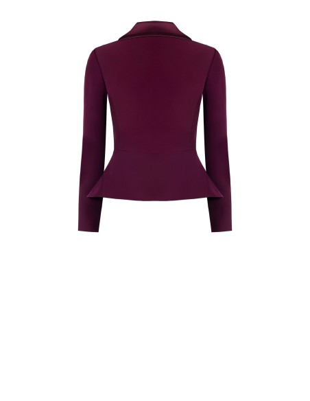 Blazer curto em tecido técnico com reversões e botões de cetim Rinascimento